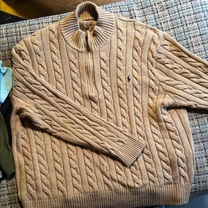 Polo Ralph Lauren Beige Cable Knit Zip-Up Sweater